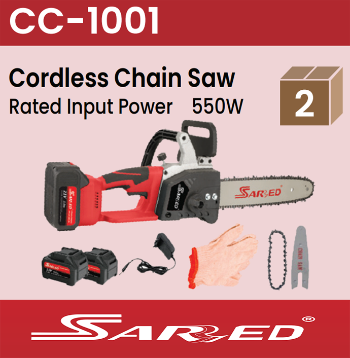 Sarred Cordless Chainsaw Heavy duty with battery, charger and safety Gloves