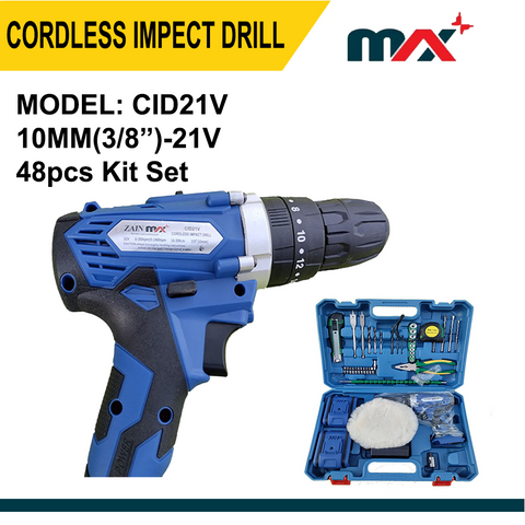 ZainMax 21V Cordless Hammering Drill Machine and Screw Driver With Polishing Pad Disk Complete Kit