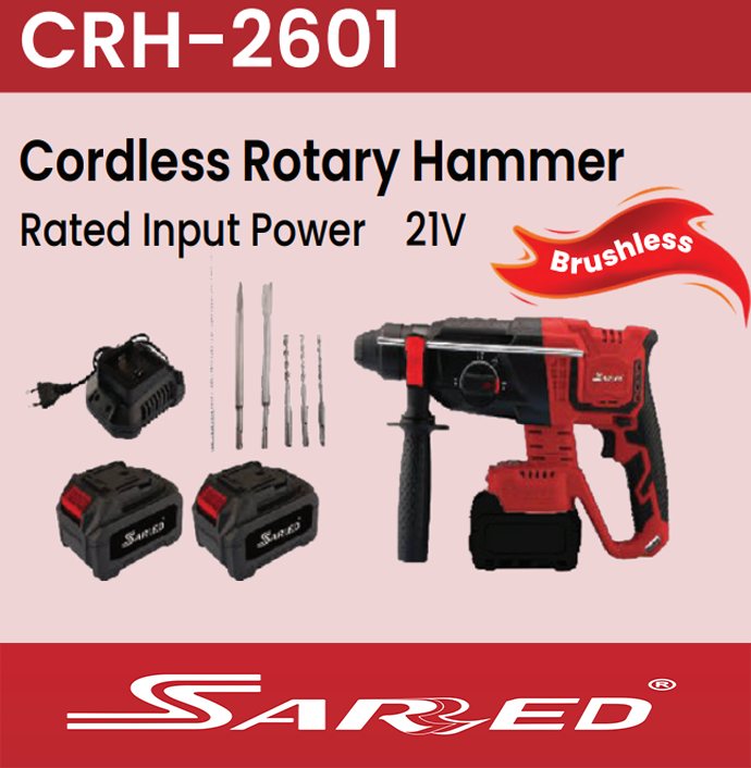 Sarred Cordless Rotary Hammer 21V Battery, Charger and bit set