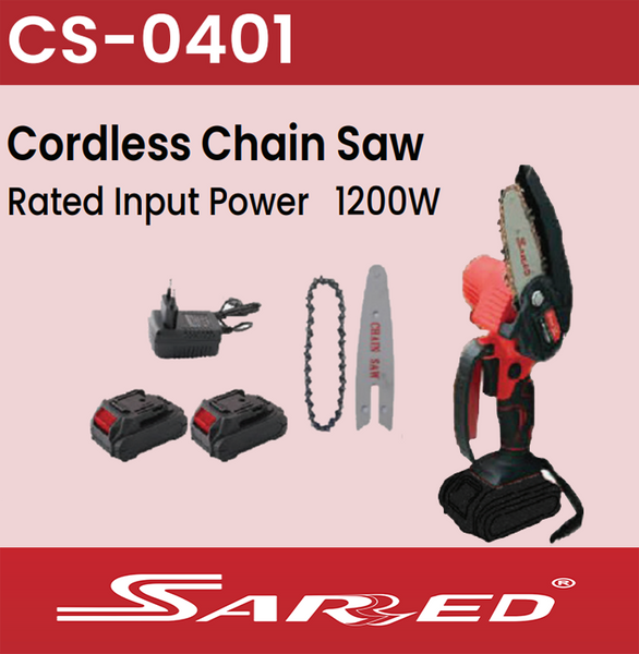 Sarred Cordless Chainsaw 21V with double battery and charger