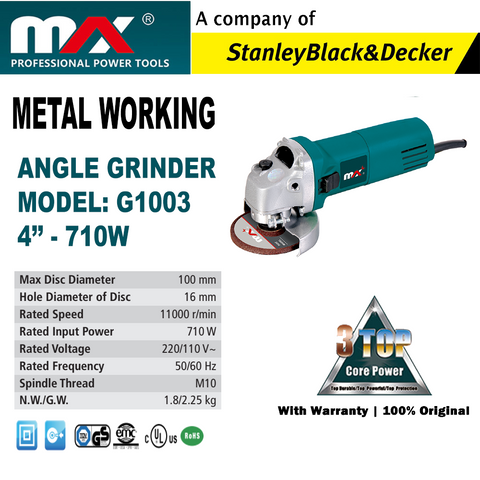 MAX Angle grinder 4'' (G1003) 710W