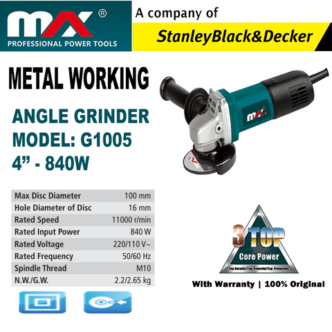 MAX Angle grinder 4'' (1005) 840W