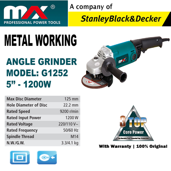 MAX Angle grinder 5'' (1252) 1200W