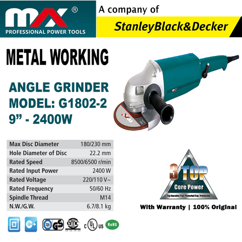 MAX Angle grinder 9'' (1802-2) 2400W