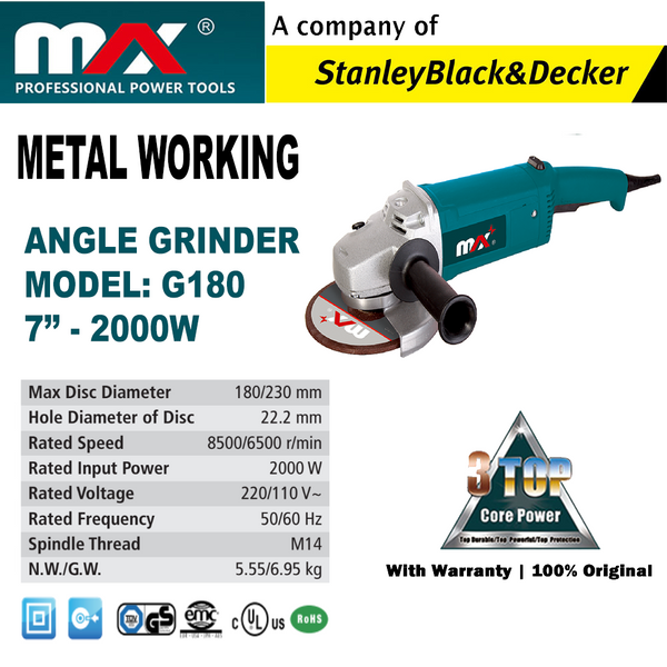 MAX Angle grinder (G180) 7'' / 2000W