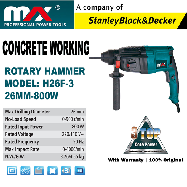 ZAIN MAX ROTARY HAMMER (H26F-3) 26mm/800W