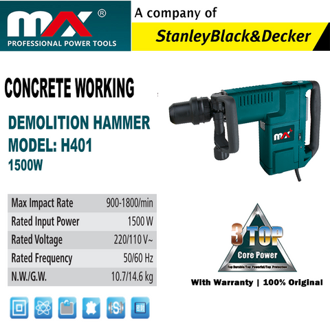 MAX DEMOLITION HAMMER H401 / 1500W