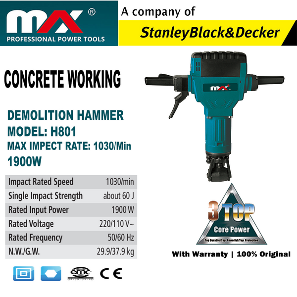 MAX DEMOLITION HAMMER H801 / 1900W